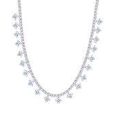 Asfour Crystal Tennis Charm Necklace With Round Zircon Stones In 925 Sterling Silver-ND0422